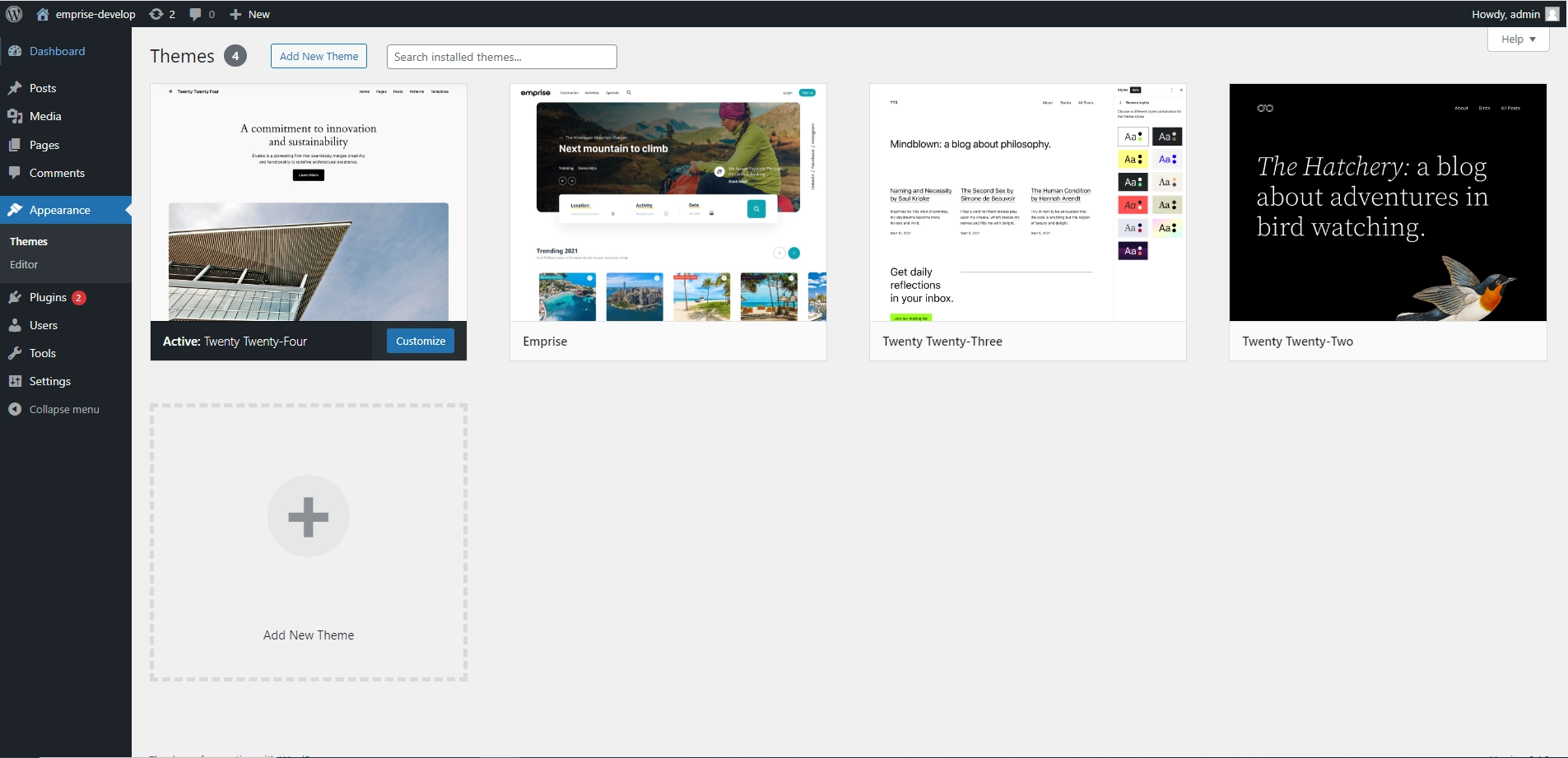 Install Emprise WP theme
